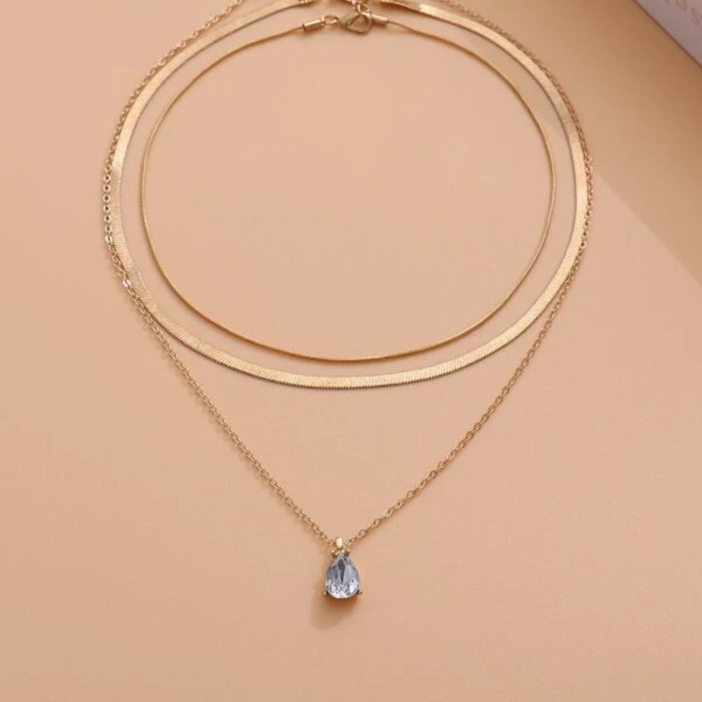 7/$35 Fold Color Chain Set of 3 Necklaces Snake Necklace - Picture 4 of 7